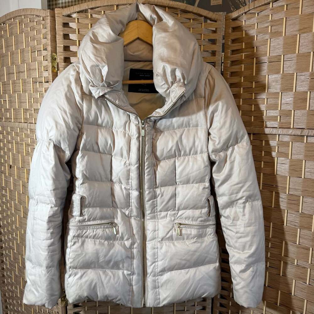 Zara Woman Down Jacket Size S Champagne Puffer Coat